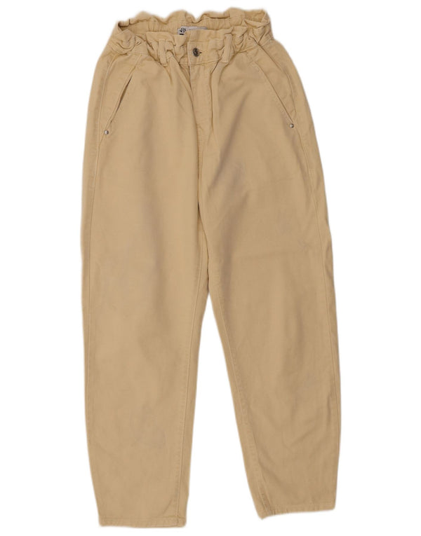 Zara Dame Loose Fit Højtaljede Jeans EU 36 XS W26 L25 Beige Bomuld