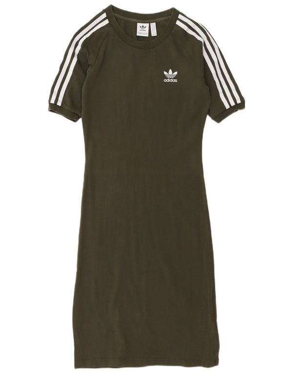 Adidas Dame T-Shirt Kjole UK 10 Lille Grøn Bomuld
