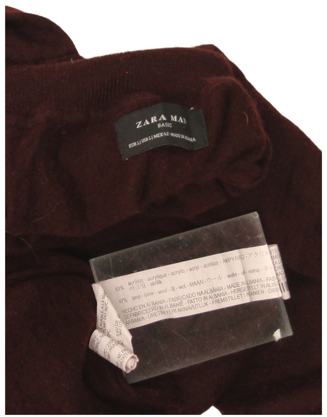 Zara Herre Rullehalstrøje Sweater Stor Bourgogne Akryl