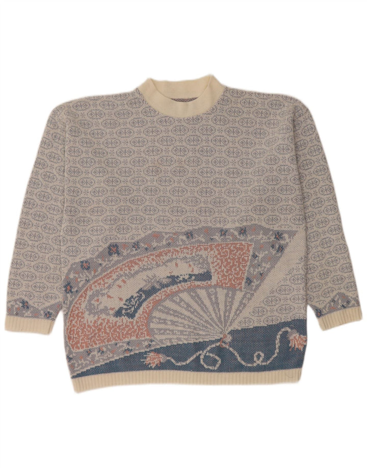 Vintage sweater med rund hals til mænd Medium Blue Fair Isle