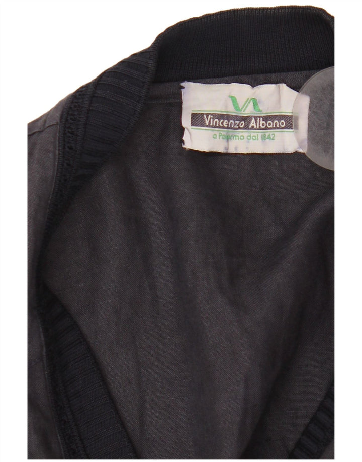 Vintage Bomber Jacket UK 40 Stor marineblå stribet linned