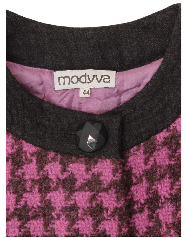 Modyva Dame 3/4 ærmet blazerjakke IT 44 Medium Pink Houndstooth