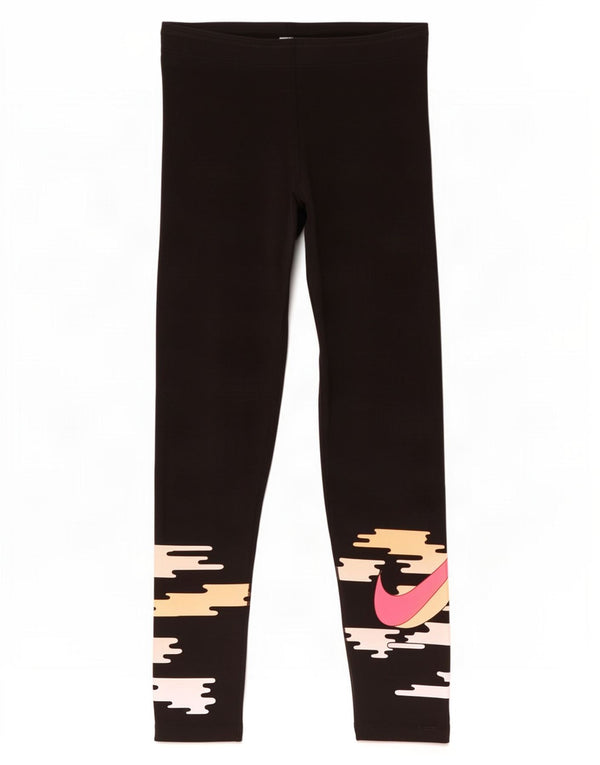 Nike Dame Dri Fit Grafiske Leggings UK 12 Medium Sort Bomuld