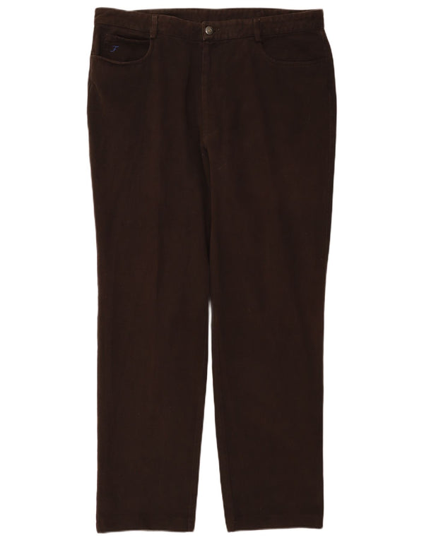 FAY Mens Straight Casual Trousers IT 56 3XL W36 L32 Brown Cotton