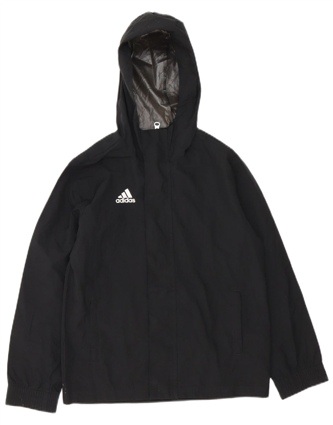 ADIDAS Regnjakke med hætte til drenge 9-10 år sort polyester