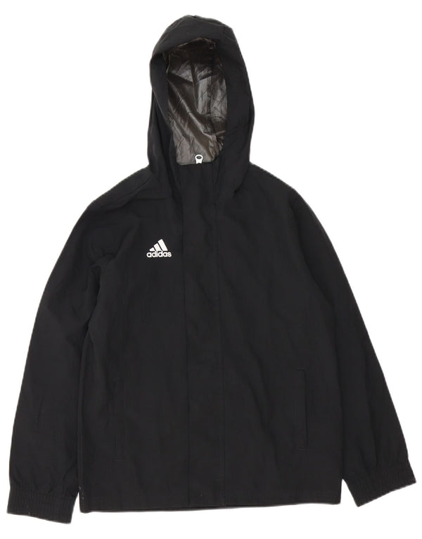 ADIDAS Regnjakke med hætte til drenge 9-10 år sort polyester