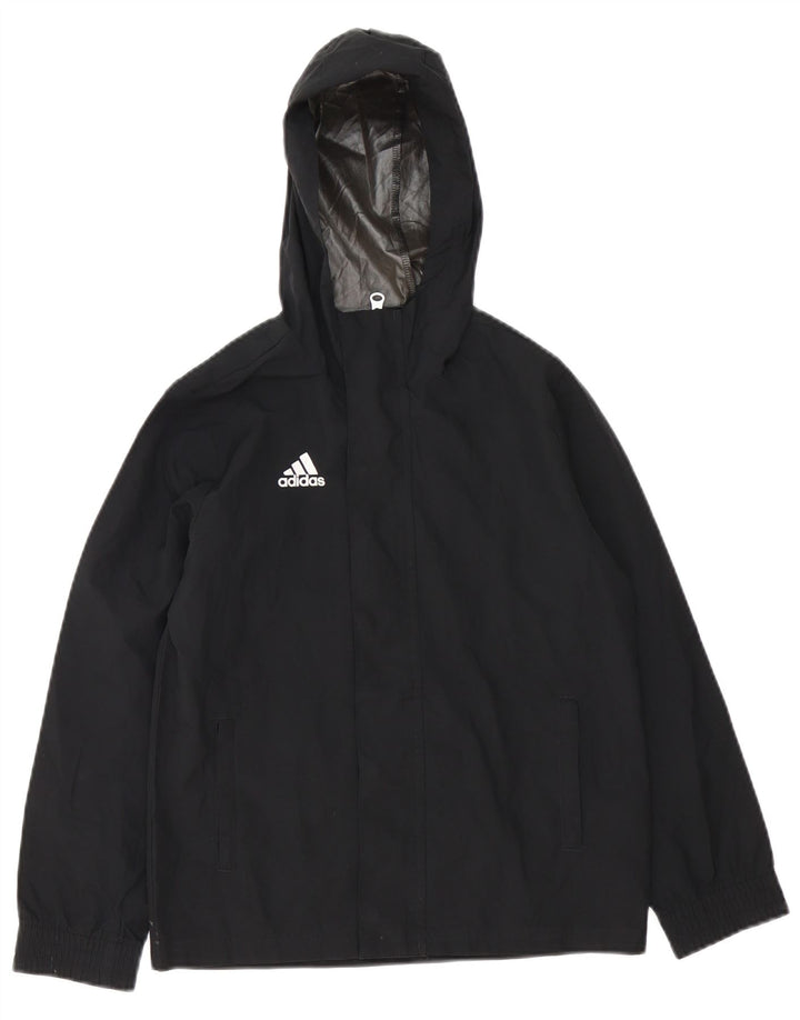 ADIDAS Regnjakke med hætte til drenge 9-10 år sort polyester