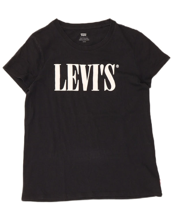 Levi's Dame Grafisk T-Shirt Top UK 10 Lille Sort