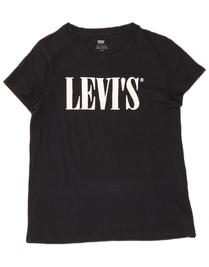 Levi's Dame Grafisk T-Shirt Top UK 10 Lille Sort