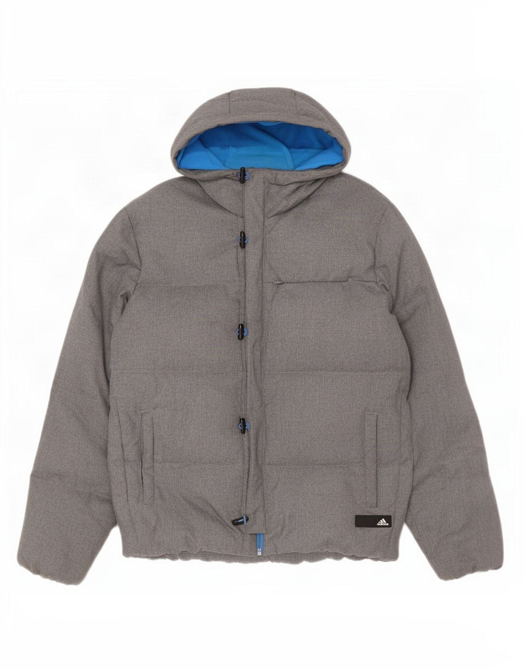 Adidas Herre Hooded Loose Fit Polstret Jakke UK 38 Medium Grey Polyester