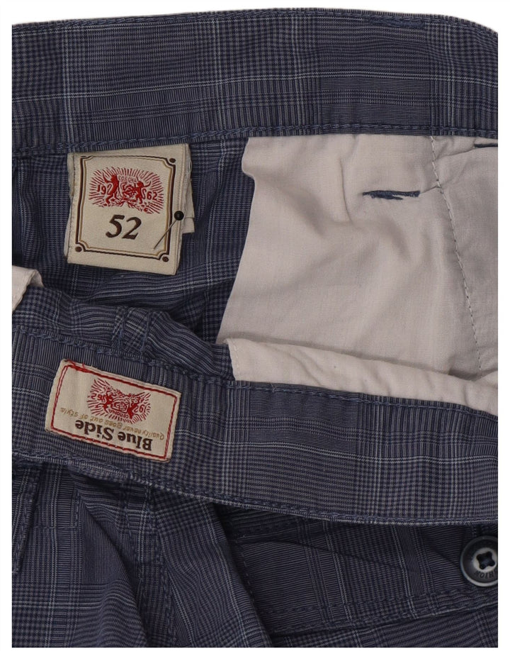 Blå Side Herre Cargo Shorts IT 52 XL W36 Blå Ternet Bomuld