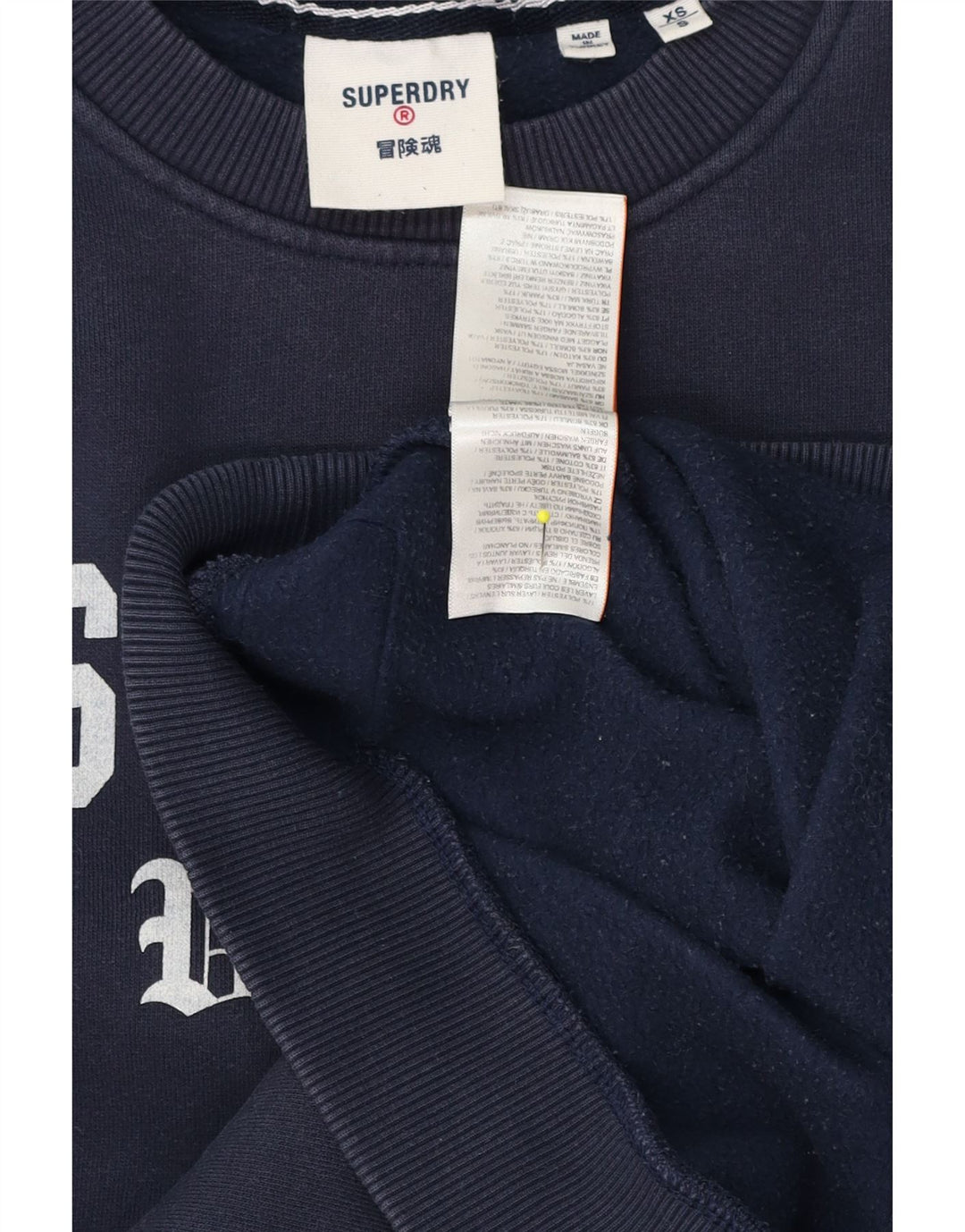 Superdry Herre Denice Graphic Loose Fit Sweatshirt Jumper XS Navy Blue