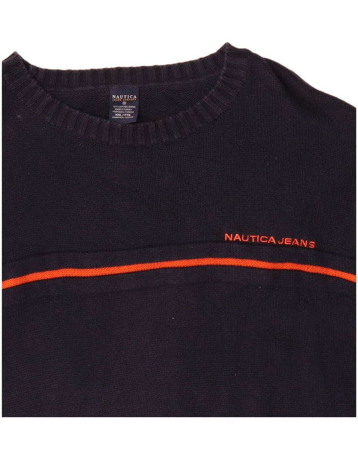 NAUTICA Mens Crew Neck Jumper Sweater 2XL Navy Blue Cotton