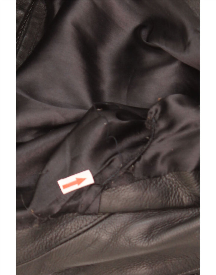 Vintage Herre Biker Læderjakke UK 38 Medium Sort Læder