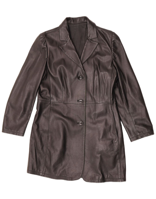 Vintage læderfrakke til kvinder UK 14 Medium sort læder