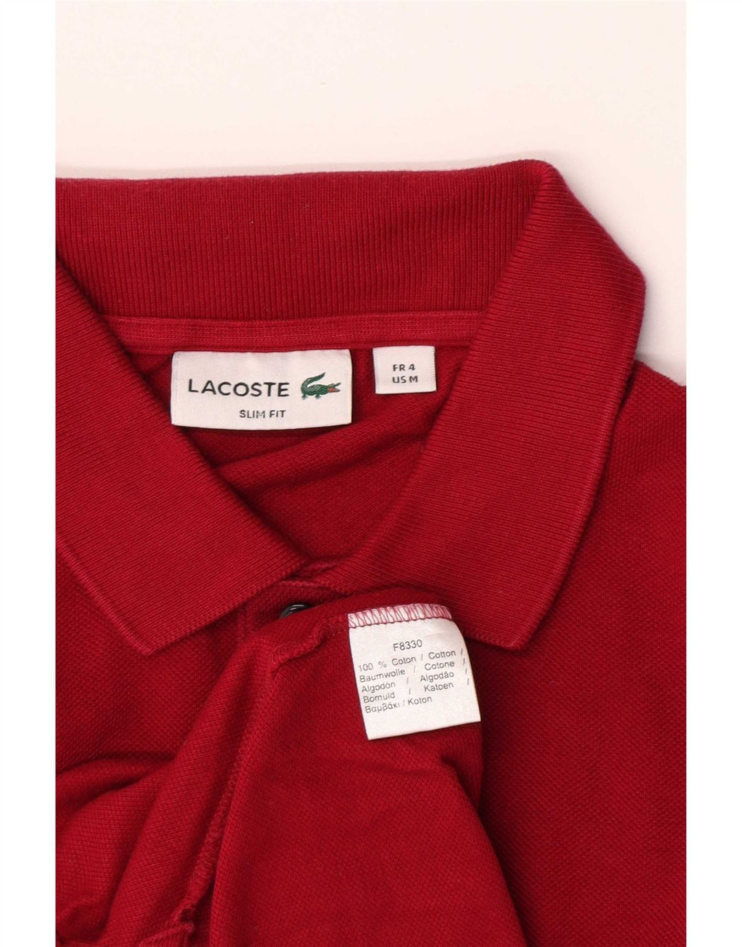 Lacoste Herre Slim Fit Polo Shirt Størrelse 4 Medium Rød Bomuld