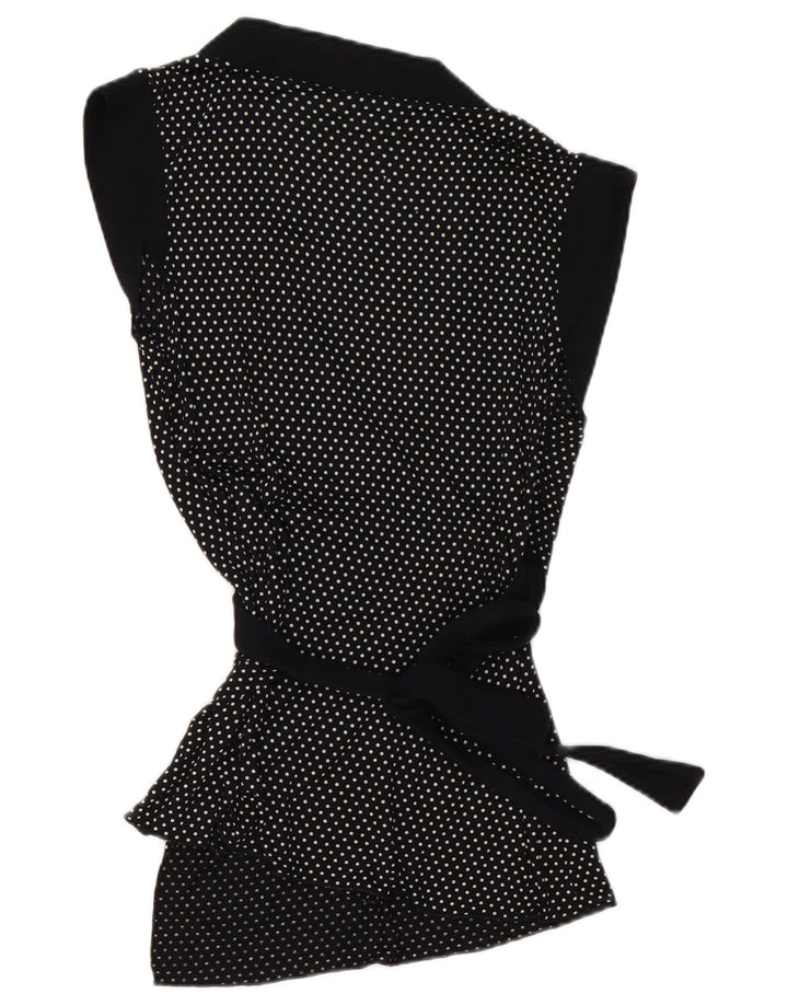 KOOKAI Womens Wrap Ærmeløs Cardigan Top US 3 Small Black Polka Dot