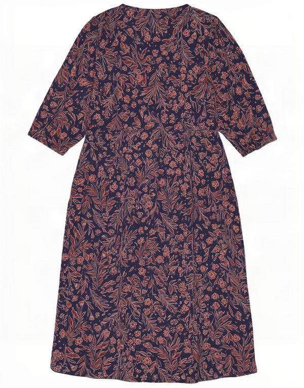 Seasalt Cornwall Womens 3/4 Sleeve Maxi Dress UK 16 Large Navy Blue Floral