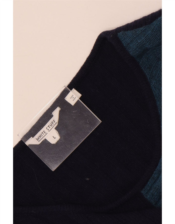White Stuff Womens Poncho Jumper UK 16 Large Navy Blue Colourblock