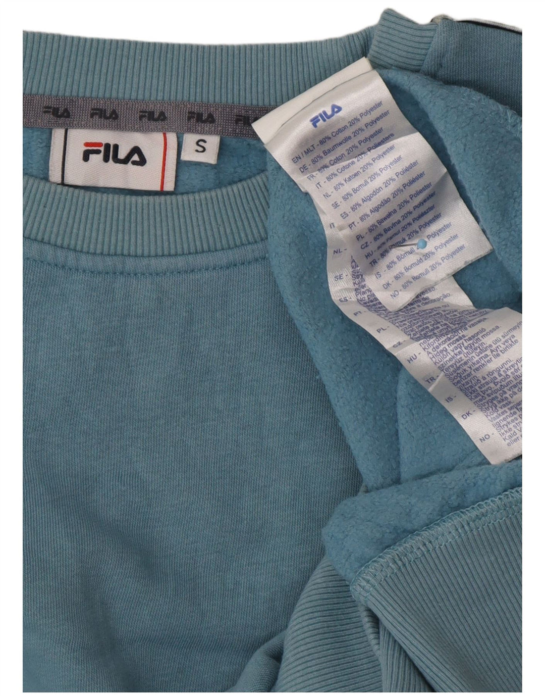 FILA Grafisk sweatshirt til mænd, lille blå farveblok bomuld