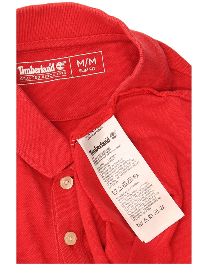TIMBERLAND Mens Slim Fit Polo Shirt Medium Red Cotton