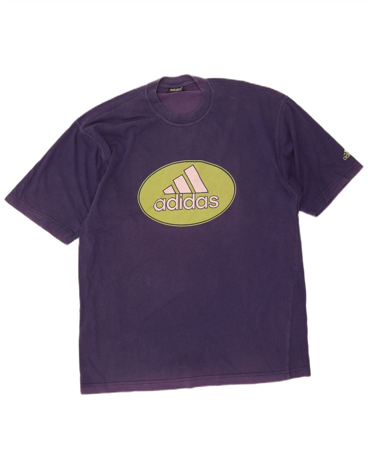 Adidas Herre grafisk T-shirt Top Medium Marineblå Bomuld