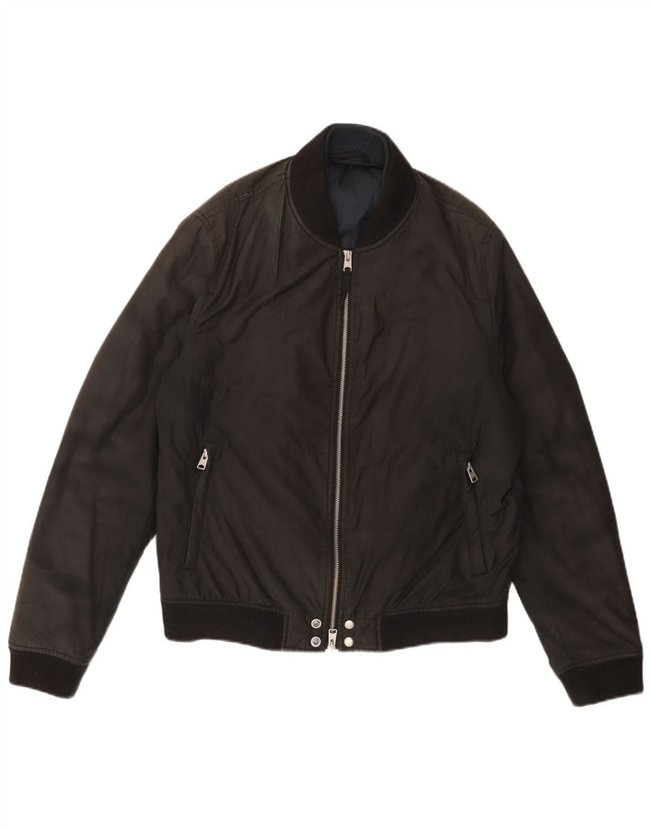 VINTAGE Mens Bomber Padded Jacket UK 40 Large Black Polyester
