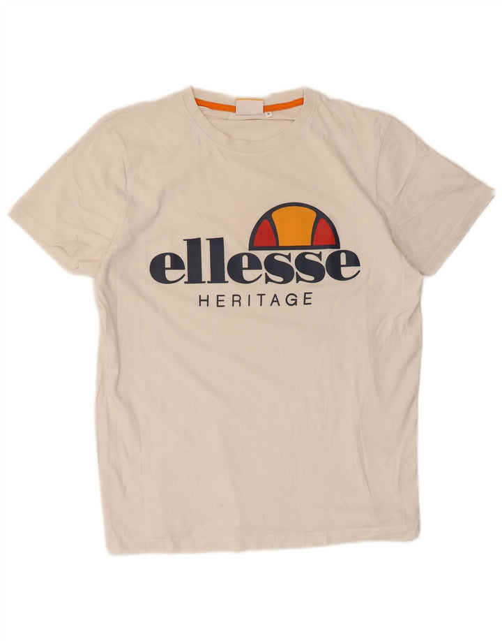 Ellesse Heritage Grafisk T-Shirt Top Lille Hvid Bomuld