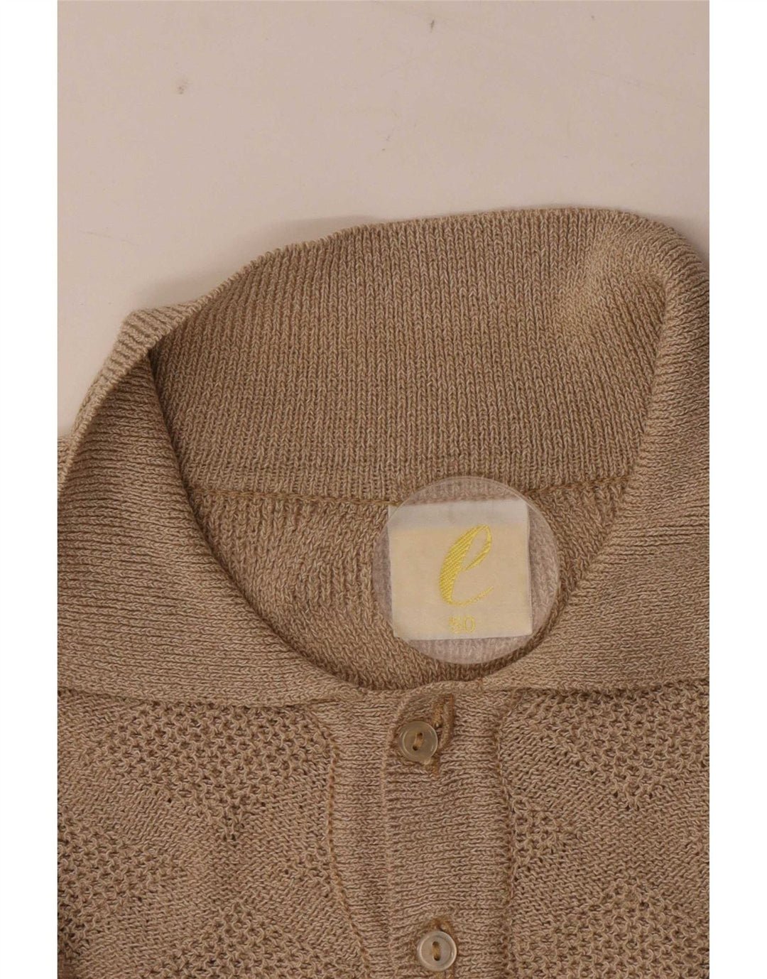 Vintage Herre Polo Neck Jumper Sweater IT 50 Medium Beige