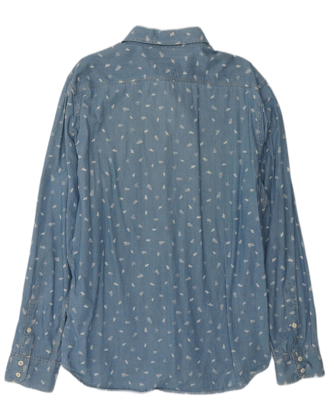 Marlboro Classics Herre Custom Fit Denim Shirt XL Blå Flecked Bomuld