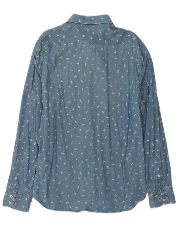 Marlboro Classics Herre Custom Fit Denim Shirt XL Blå Flecked Bomuld