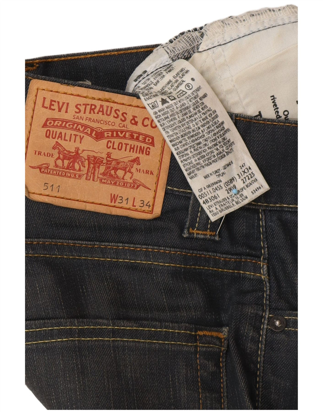 LEVI'S Herre 511 Slim Jeans W31 L28 Marineblå Bomuld