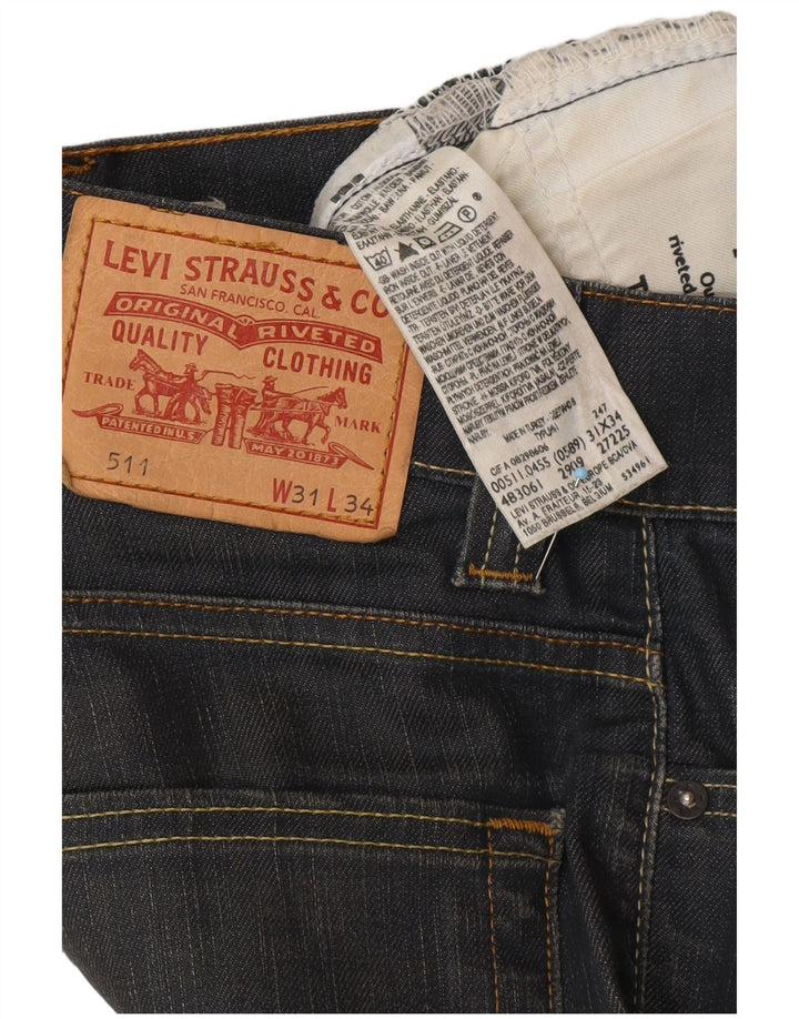 LEVI'S Herre 511 Slim Jeans W31 L28 Marineblå Bomuld