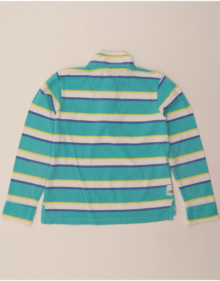 CREW CLOTHING Womens Sweatshirt Jumper UK 12 Medium Turquoise Striped Vintage Crew Clothing and Second-Hand Crew Clothing from Messina Hembry 