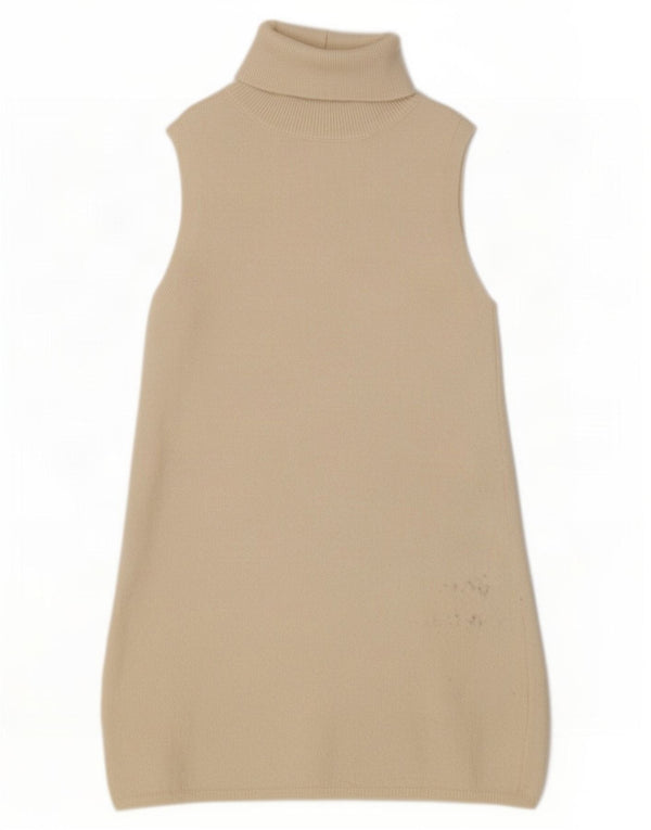 Zara Womens Roll Neck Sleeveless Jumper Sweater UK 12 Medium Off White