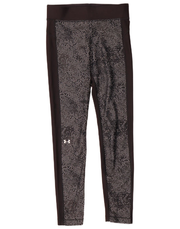 Under Armour Womens Heat Gear Leggings UK 14 Medium Black Polyester