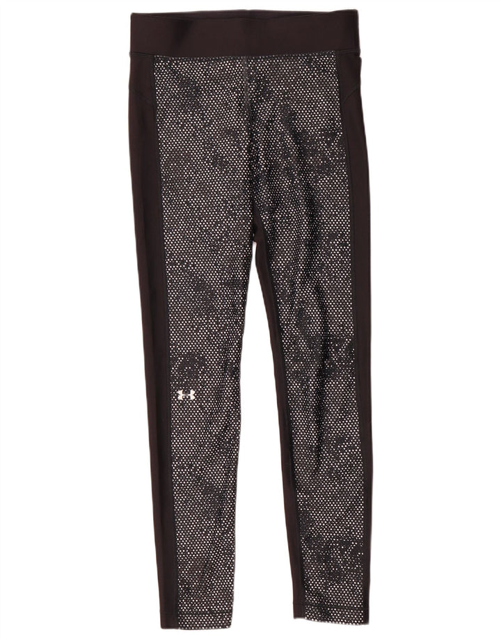 Under Armour Womens Heat Gear Leggings UK 14 Medium Black Polyester
