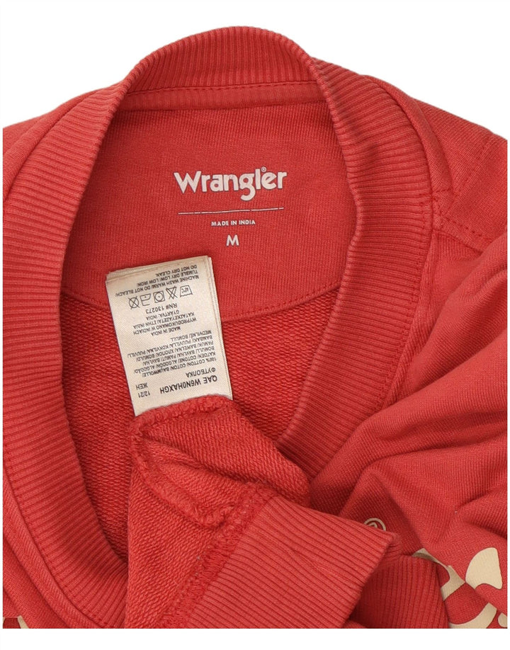 WRANGLER Womens Graphic Sweatshirt Jumper UK 14 Medium Red Cotton