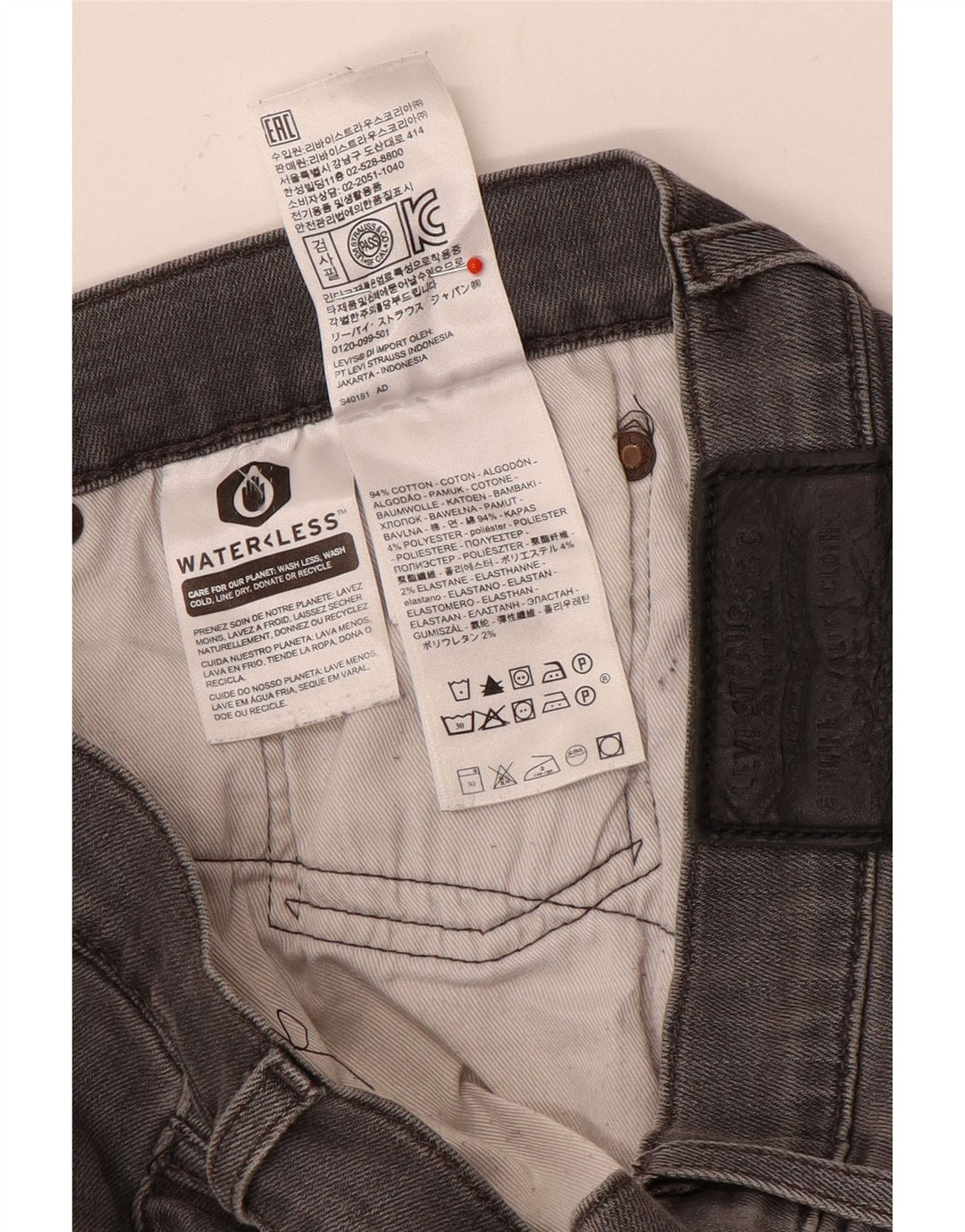 Levi's Straight Jeans til mænd W34 L30 Grå bomuld