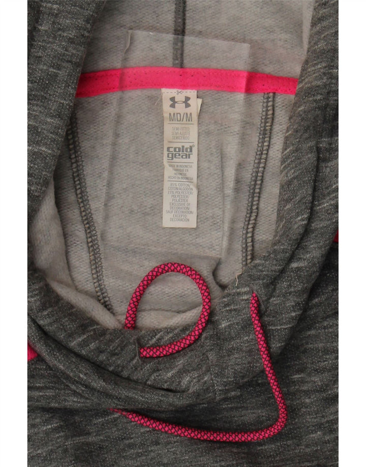 Under Armour Dame Cold Gear Hoodie Jumper UK 14 Medium Grey Colourblock