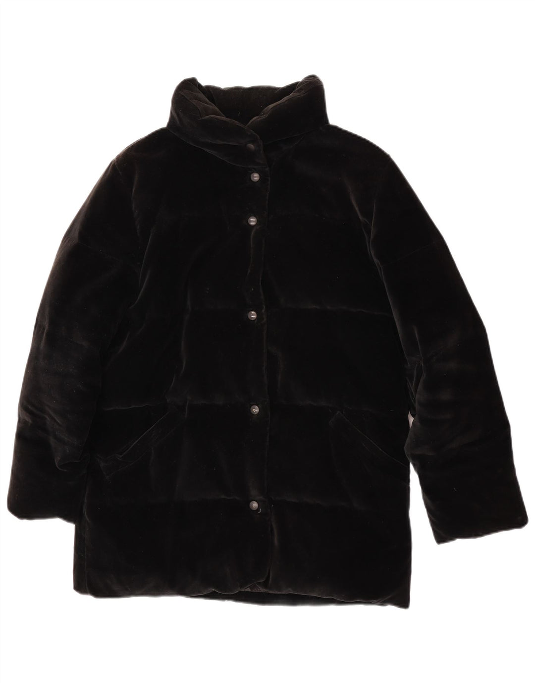 Moncler Dame Oversized Velvet Polstret Jakke Størrelse 0 XS Sort Bomuld