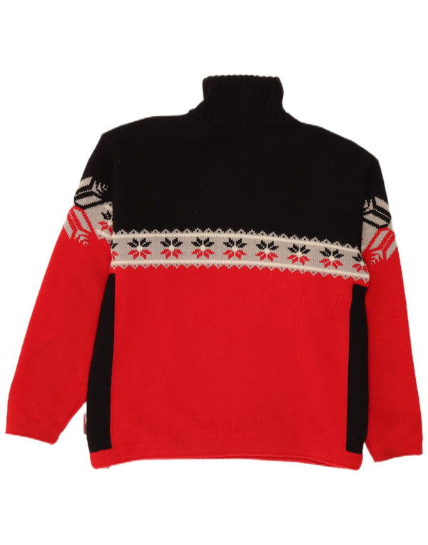 Vintage Herre Zip Neck Jumper Sweater XL Black Fair Isle Wool