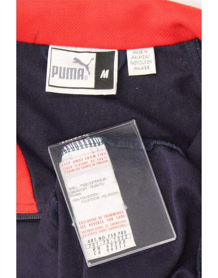 PUMA Mens Graphic Tracksuit Top Jacket Medium Navy Blue Colourblock Vintage Puma and Second-Hand Puma from Messina Hembry 