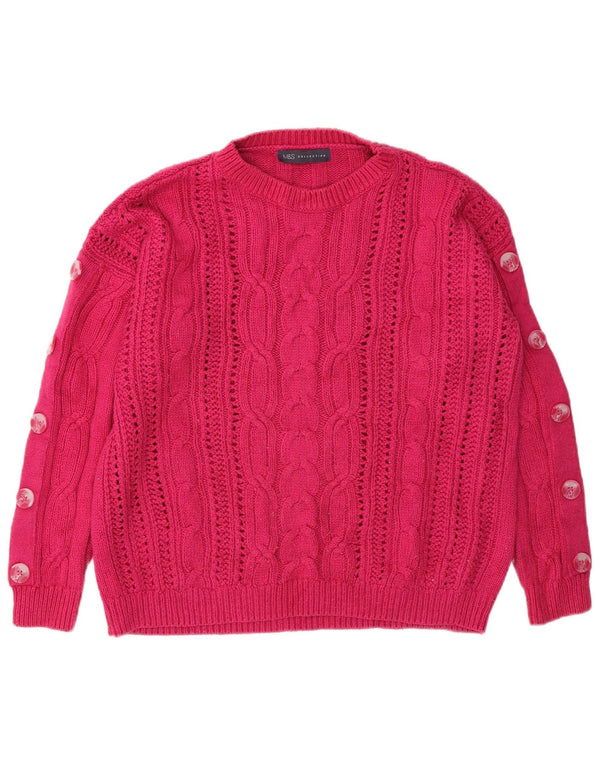 Marks & Spencer Dame Boat Neck Jumper Sweater UK 14 Large Pink Bomuld