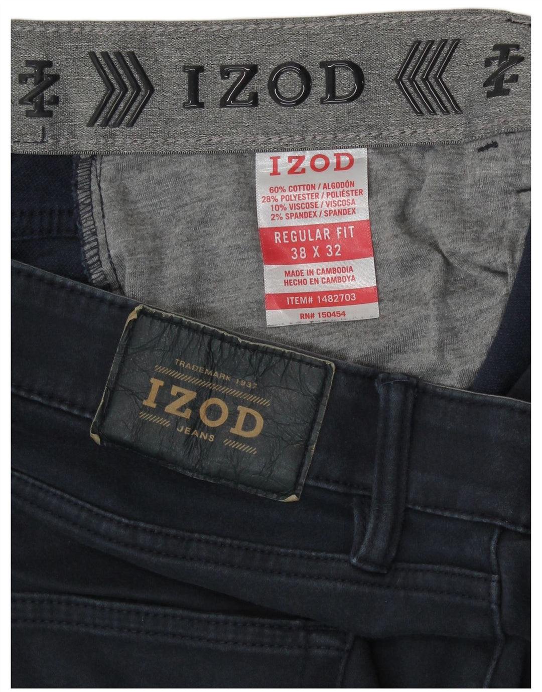 Izod Herre Regular Fit Casual Bukser W38 L29 Marineblå
