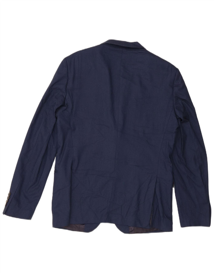 Zara Herre 2-knaps blazerjakke EU 52 Stor marineblå polyester