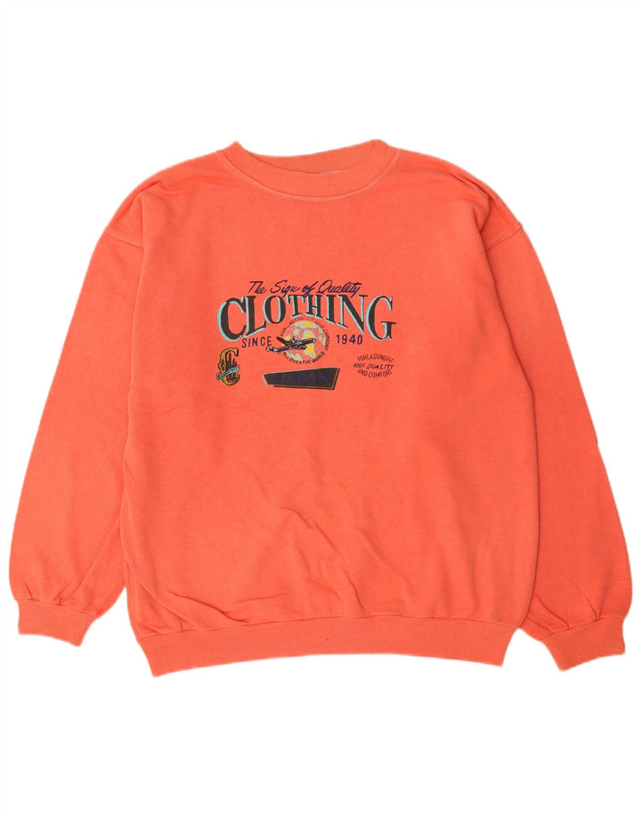 Vingar Herre Grafisk Sweatshirt Jumper Stor Orange Bomuld