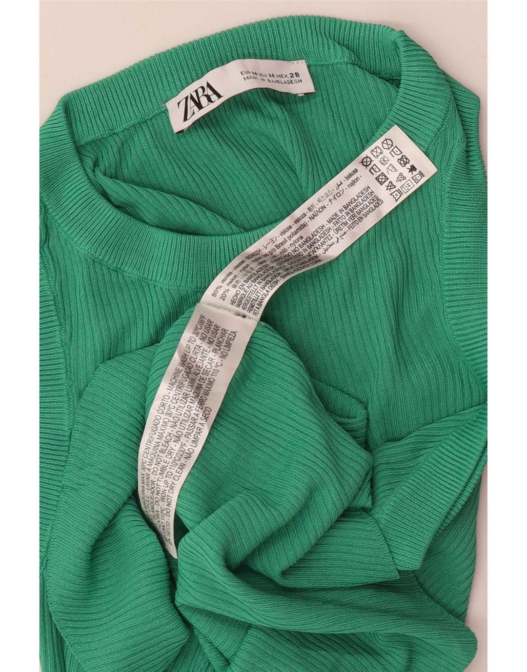 Zara Damevest Top UK 12 Medium Green Viscose