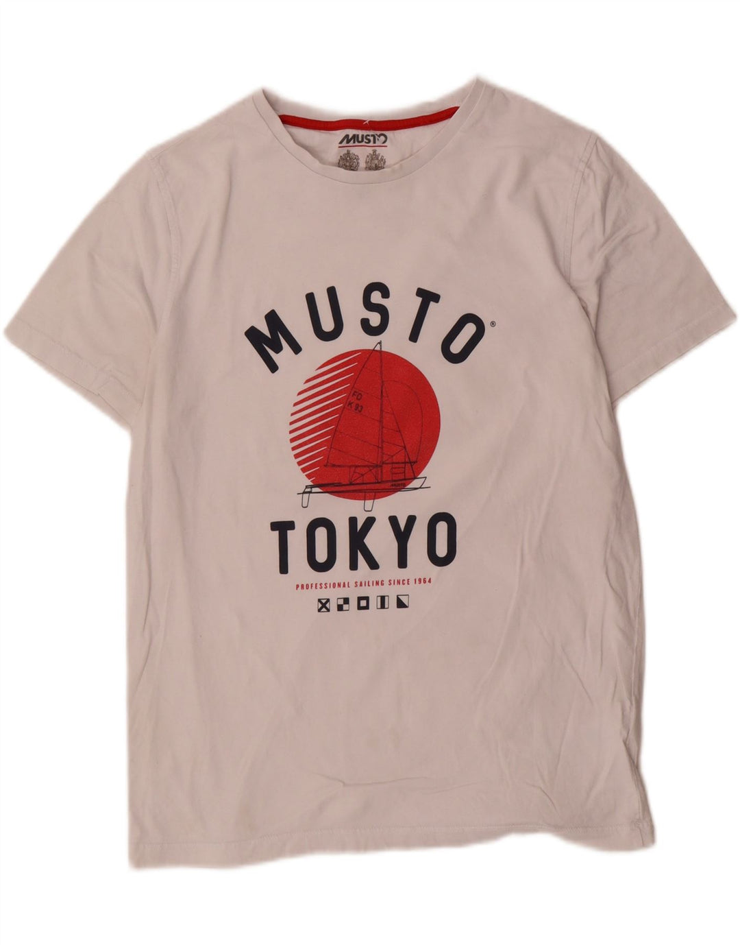 Musto Herre Grafisk T-Shirt Top Medium Hvid Bomuld
