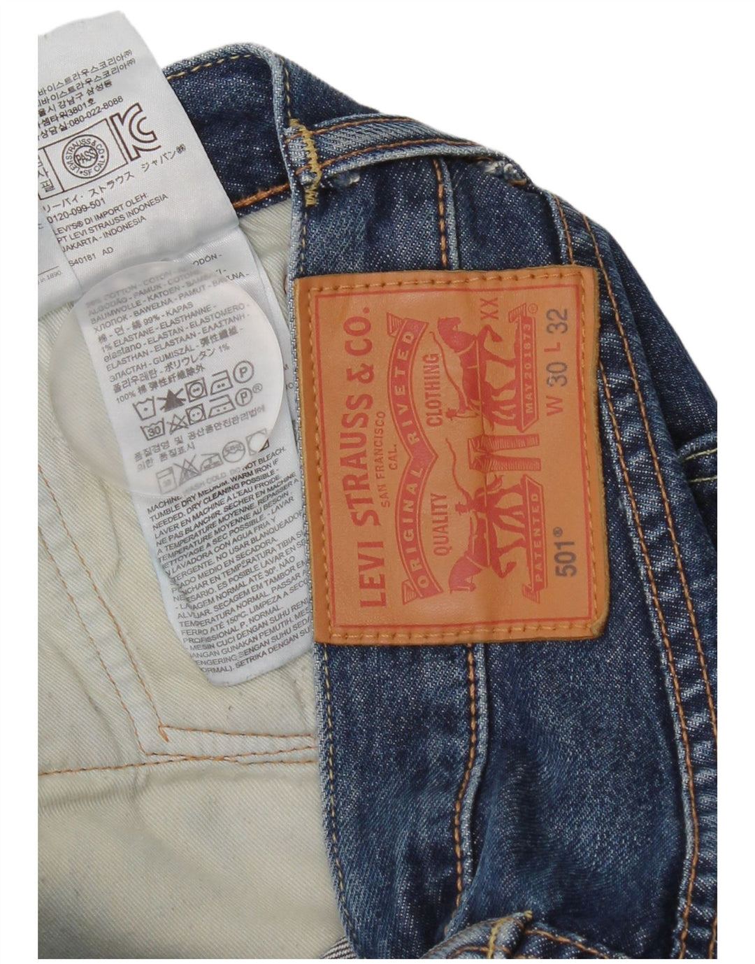 Levi's Herre 501 Straight Jeans W30 L28 Marineblå Bomuld
